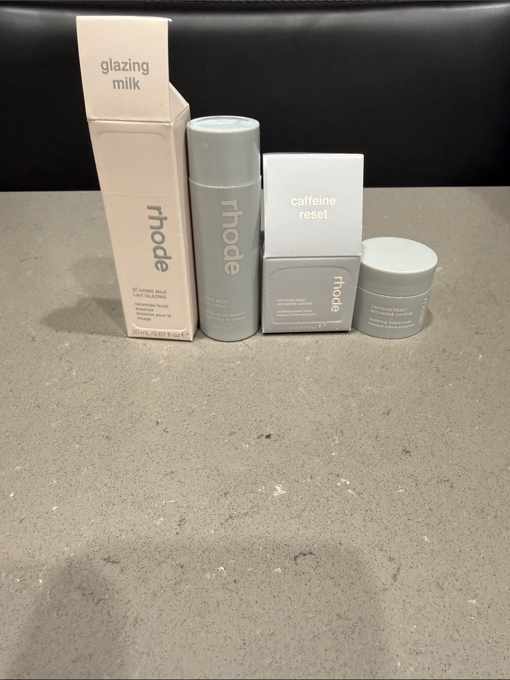 rhode Glazing Milk & Caffeine Reset Skincare Set — Deluxe Size, new